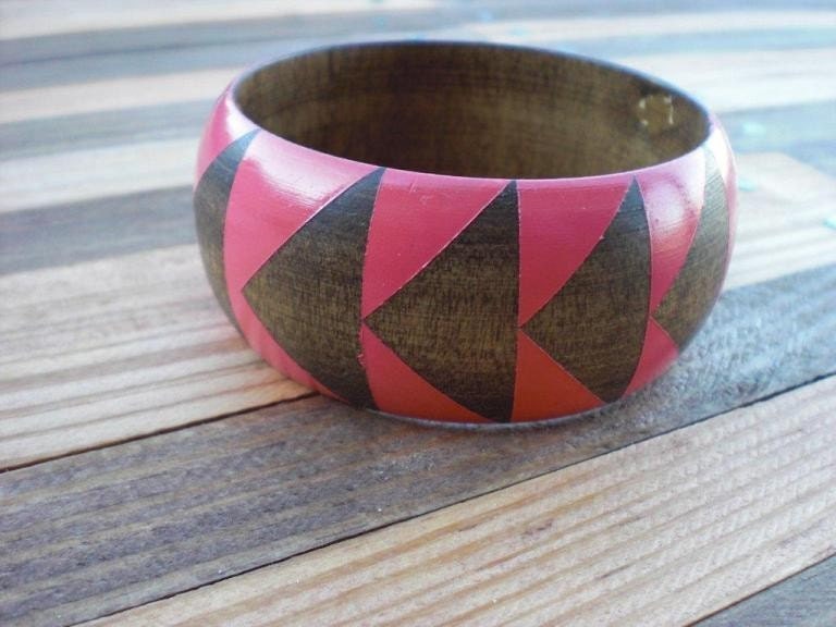 Coral Stained Wood Bangle- S-XL