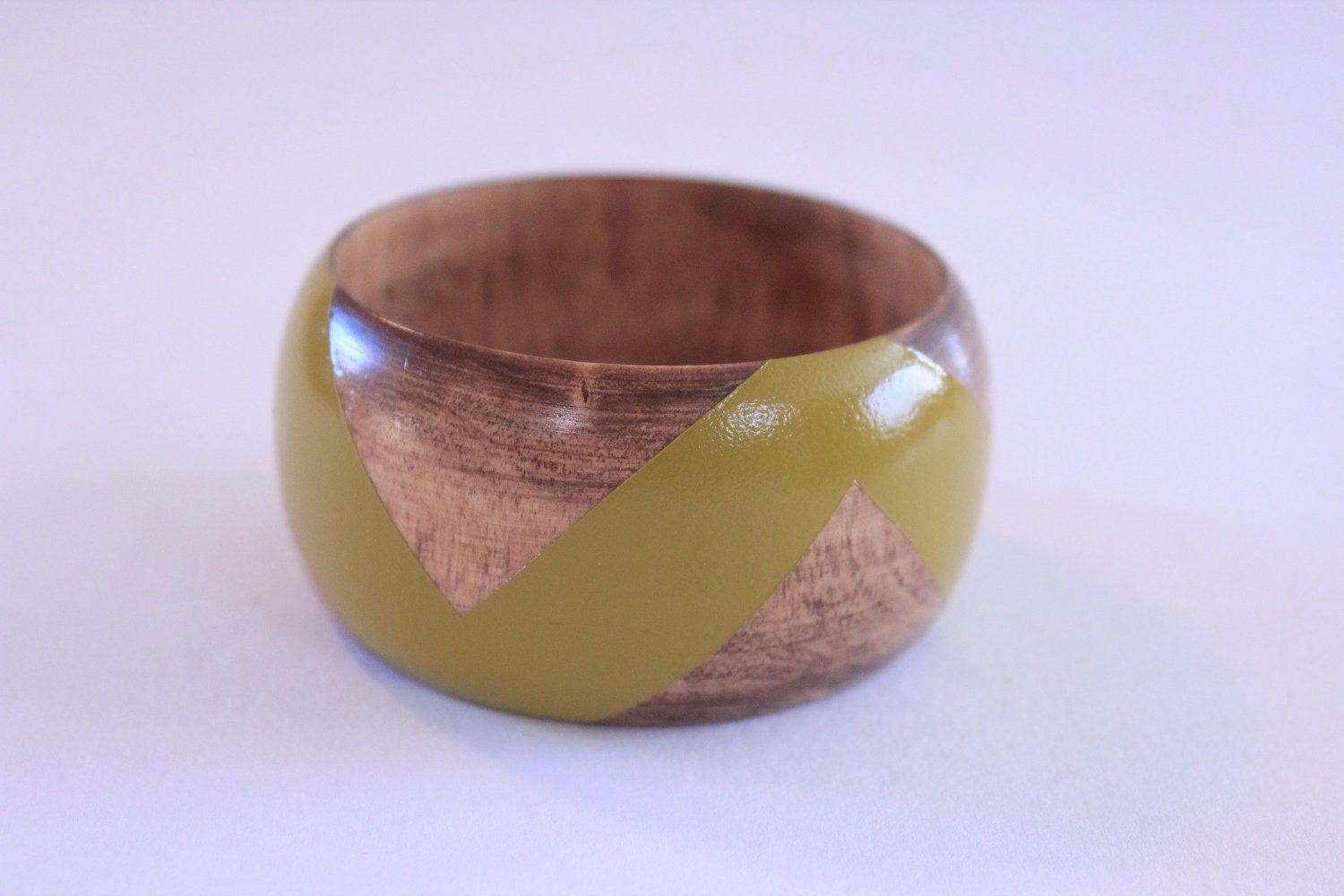 Mustard Stained Wood Bangle- S-XL
