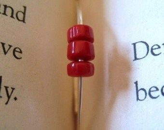 Gemstone Coral Earrings, sterling silver earrings, small earrings, wishbone earrings, jewelry under 25, maryandjane etsy