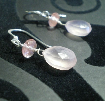Pink Grace Earrings - sterling silver with cherry quartz and pink chalcedony