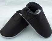 Mini tioes Leather BABY crib shoes solid black pick your size