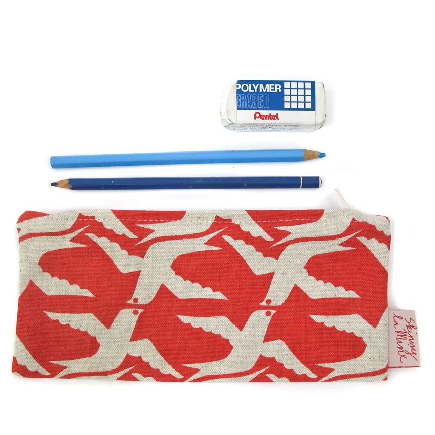 Pencil bag - Cloudbirds in Cardinal