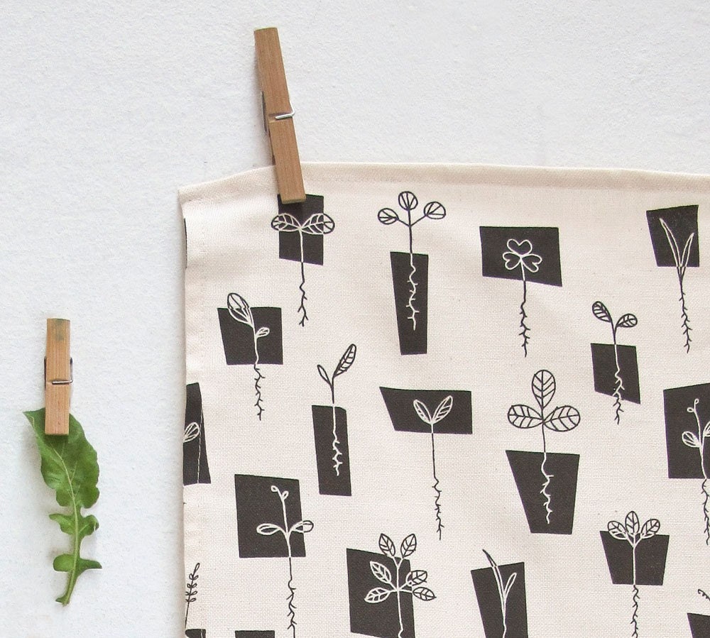 Tea towel - Sprouts, in blackboard
