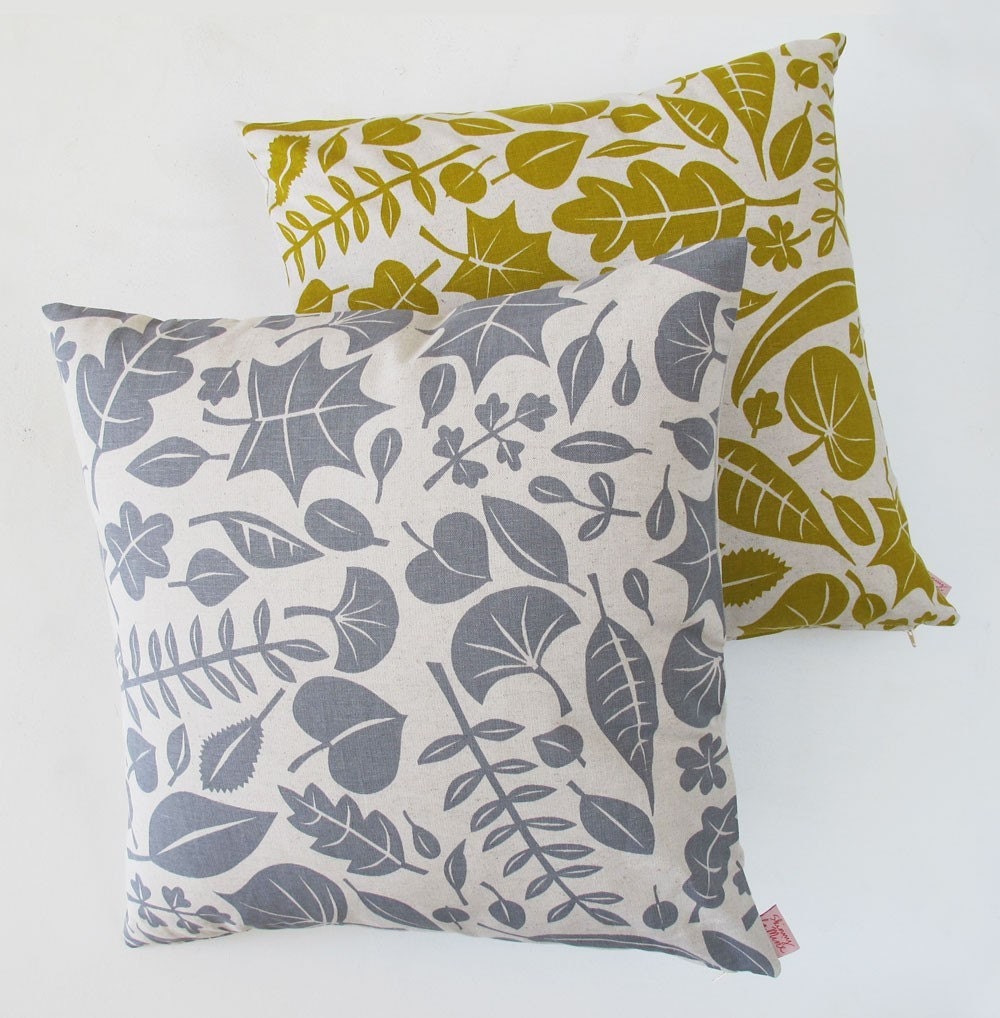 Leaves cushion cover 50x50cm - winter grey
