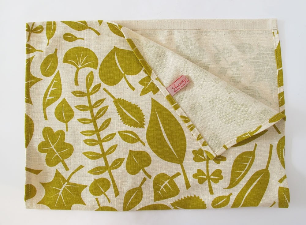 Leaves tea towel - in autumn gold