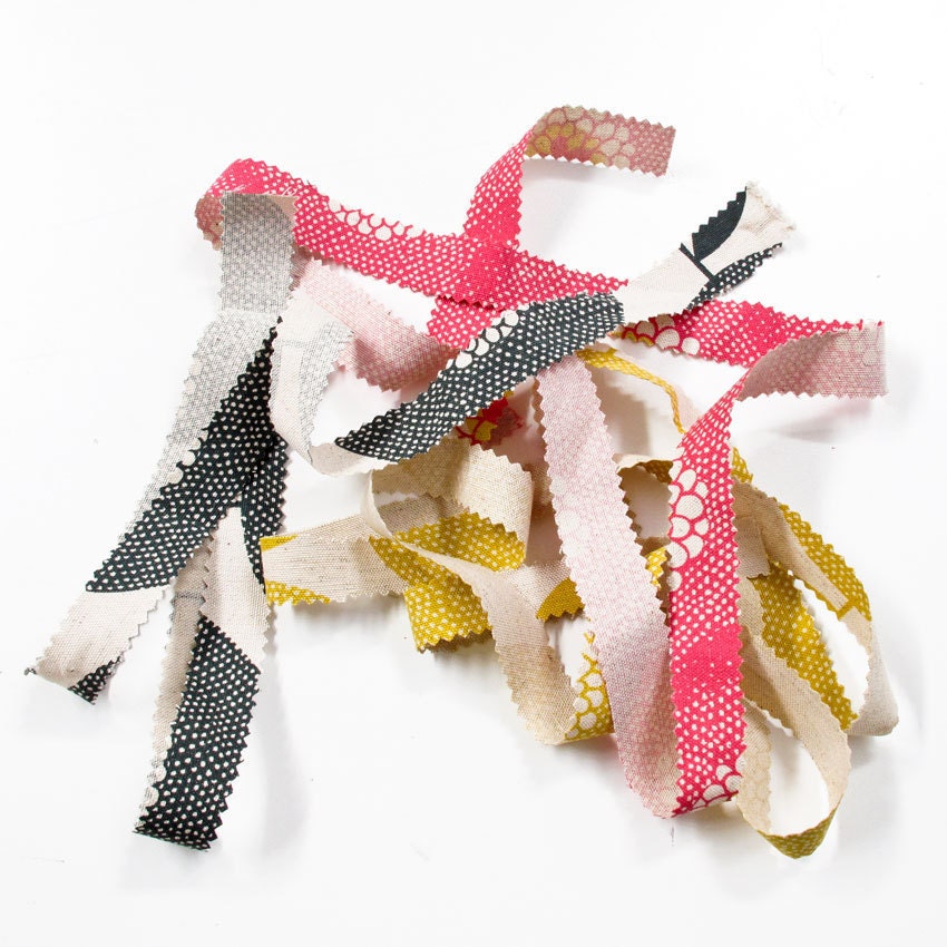 Three Fabric ribbons - Flower fields