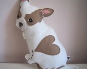 Billie Jean the Chihuahua Dog Wool Felt Applique Plush Doll Pillow