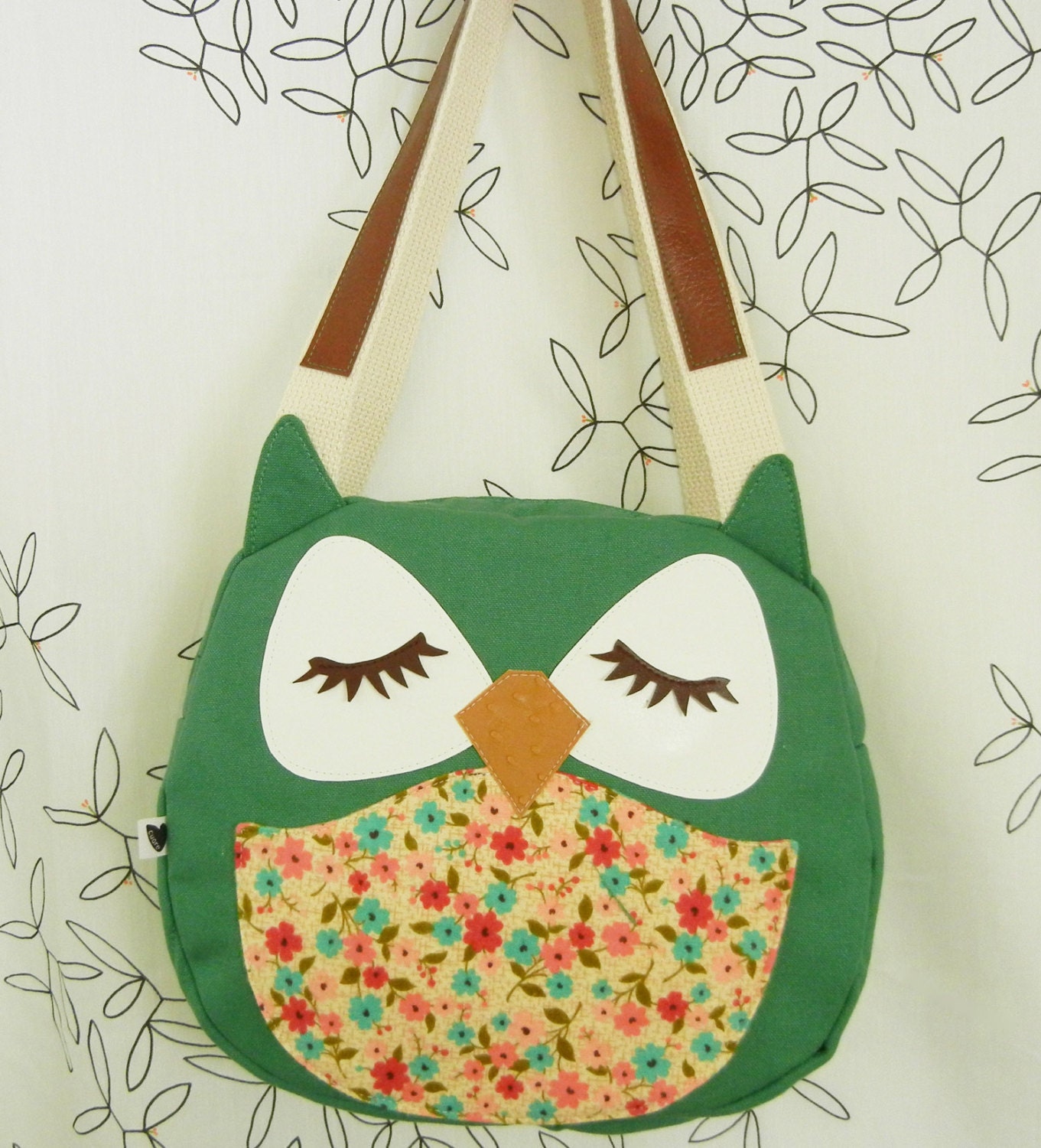 Wendy the Owl Applique Canvas Tote Purse Handbag Shoulder bag