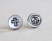 Let's there be peace on earth Petite Image Stud Earrings. Surgical Steel Earrings Post. Gift for Teen Girls