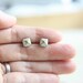 White Patina Verdigris Geometric Pyramid Metal Stud Earrings. Surgical Steel Earrings Post. Gift for Her