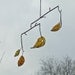 Elm Leaf Mobile from Reclaimed Amber Beer Bottle Glass