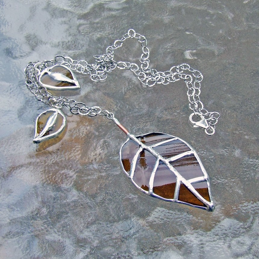 Elm Leaf and Seeds Sterling Silver Necklace Fandango