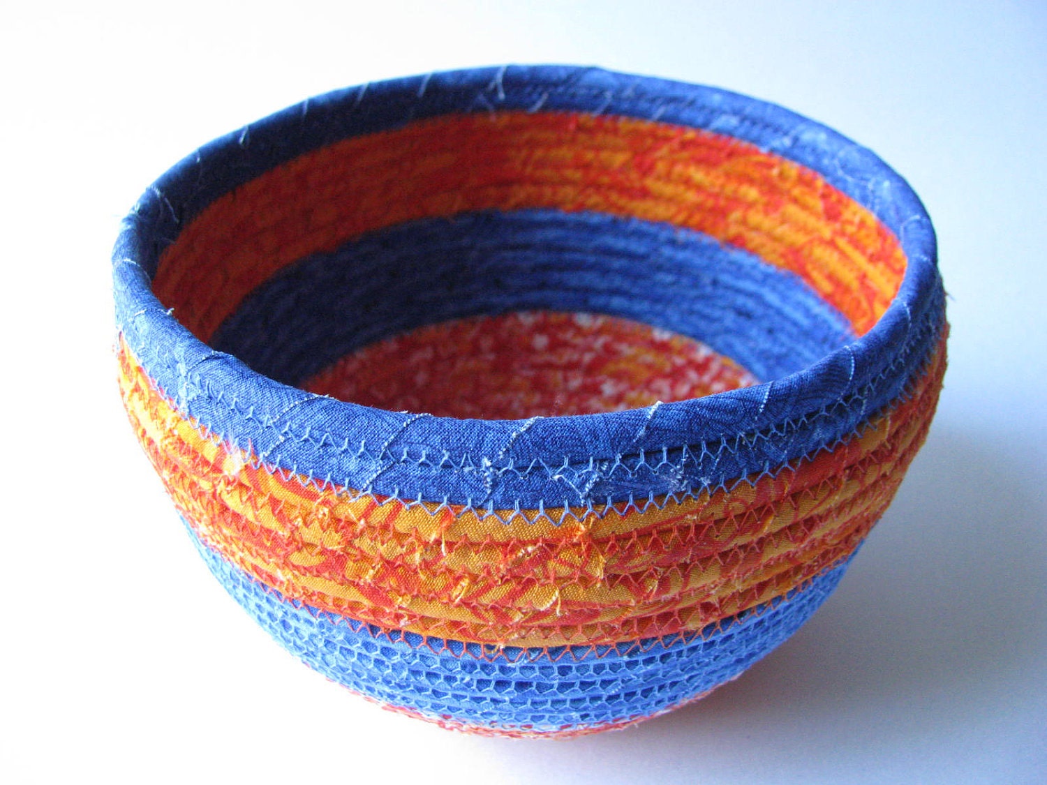 Orange and Blued Striped Basket