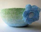 Coiled Basket - Blue to Green Fade with Flower Pin