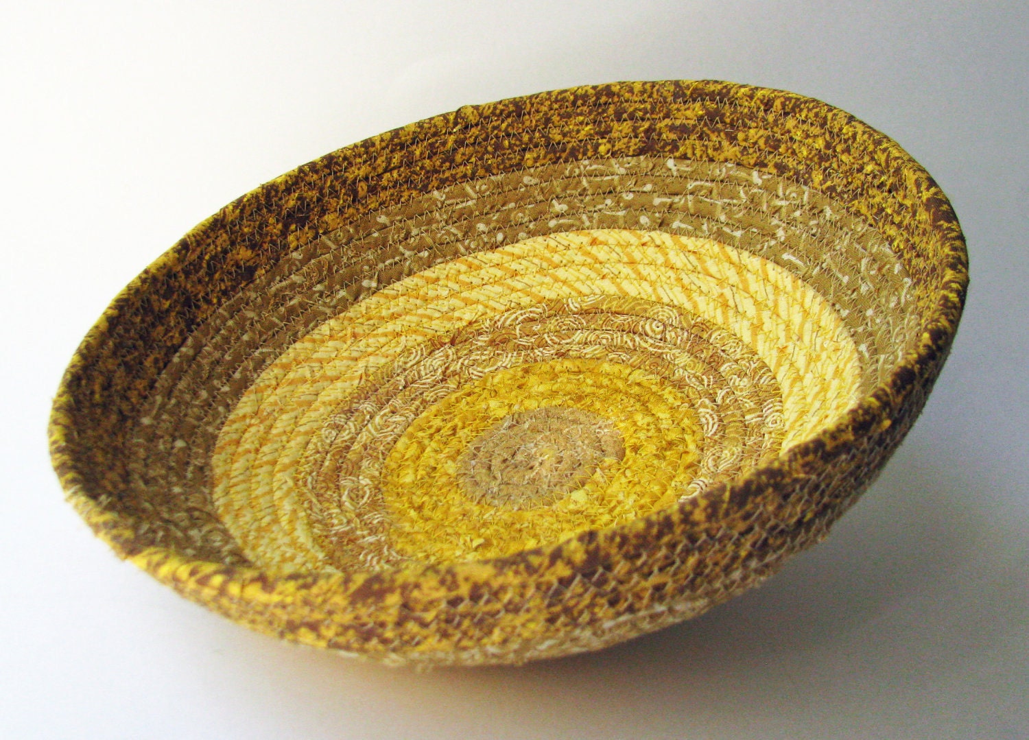 Coiled Fabric Basket - Tans and Golds