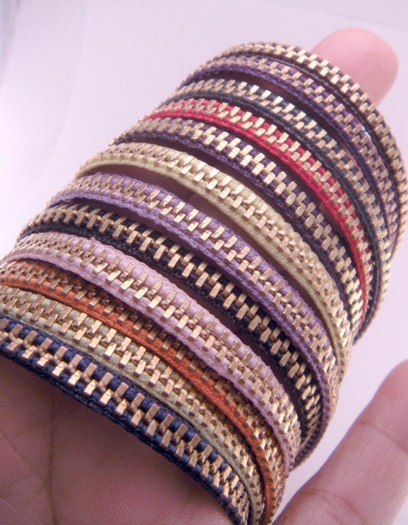 YOU CHOOSE Color Zippity Doo Dah 7 Inch Brass Zipper Bracelet with Clasp