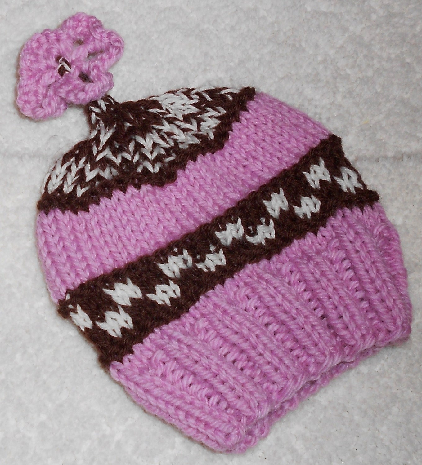 SALE - Cherry Cordial Knit Hat - 3 to 6 Month Size