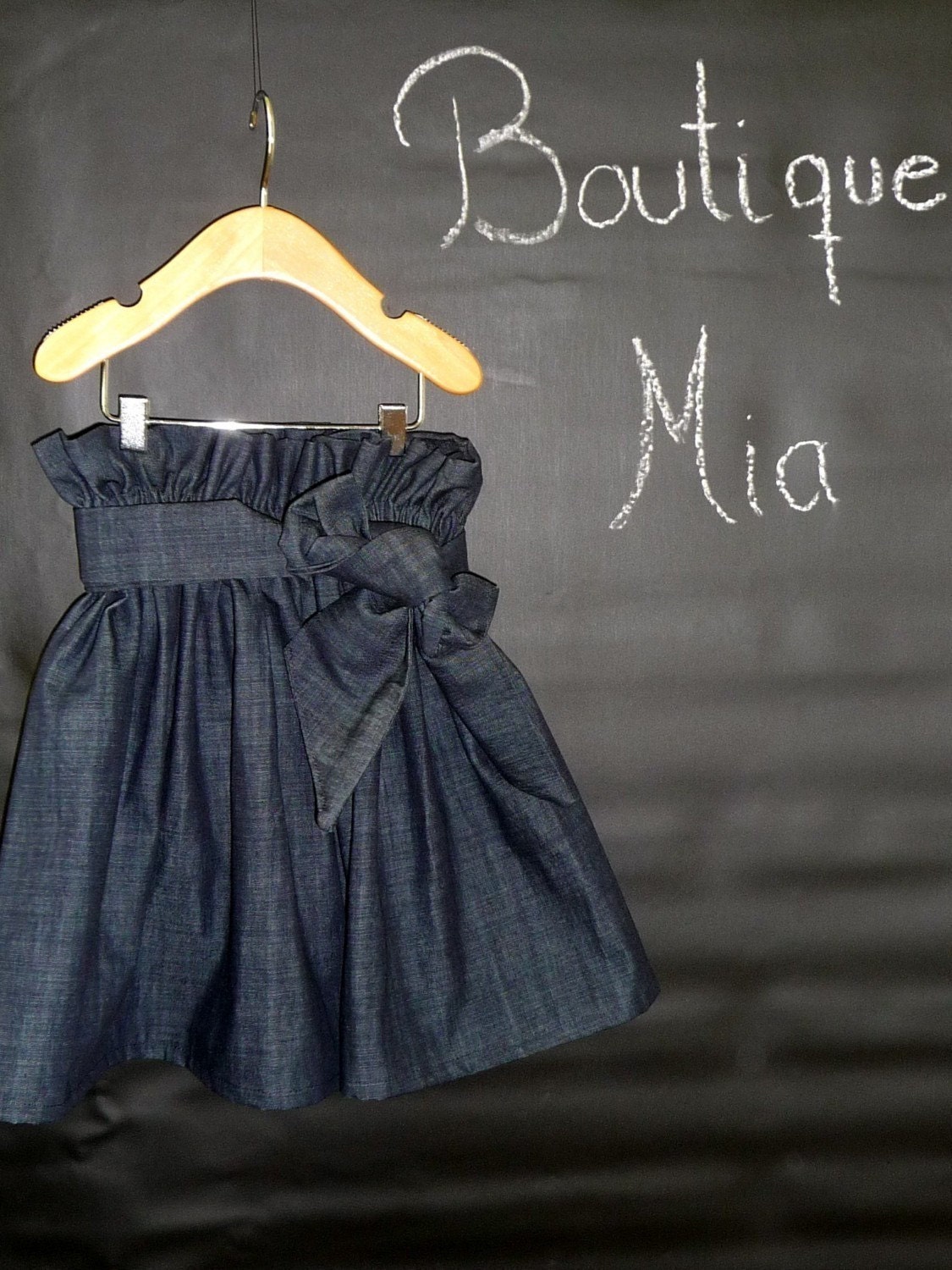 Paper Bag Denim SKIRT and SASH - Pick the size Newborn up to 12 Years by Boutique Mia