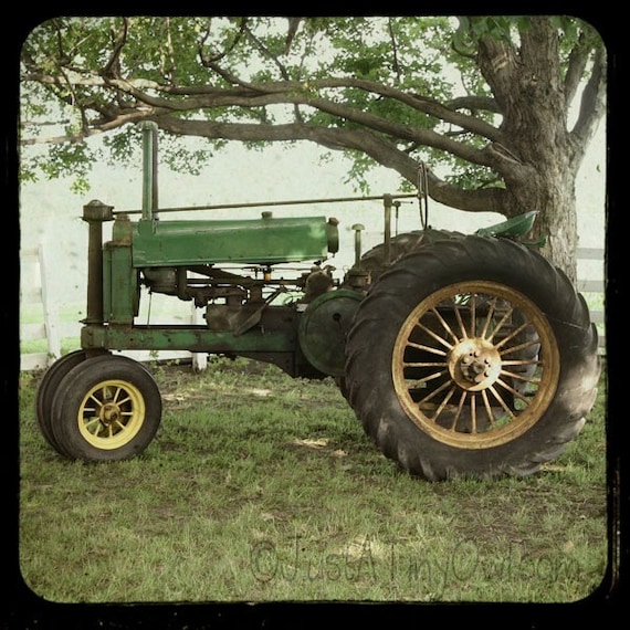 Grandpa's Tractor - Vintage John Deere Tractor - 8x8 Metallic TTV Photograph