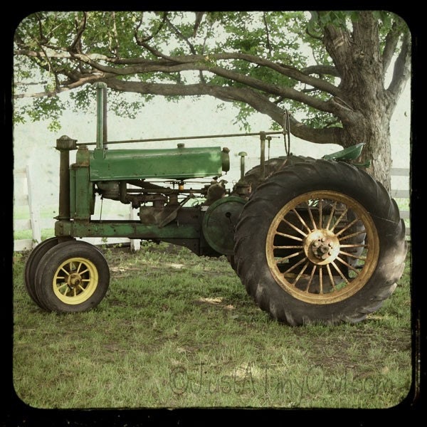 Grandpa's Tractor - Vintage John Deere Tractor - 8x8 Metallic TTV Photograph