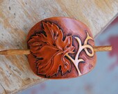 Grape Leaf and Tendrils Vintage Style Leather Barrette