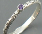 Amethyst Diamond Pattern Skinny Band Silver