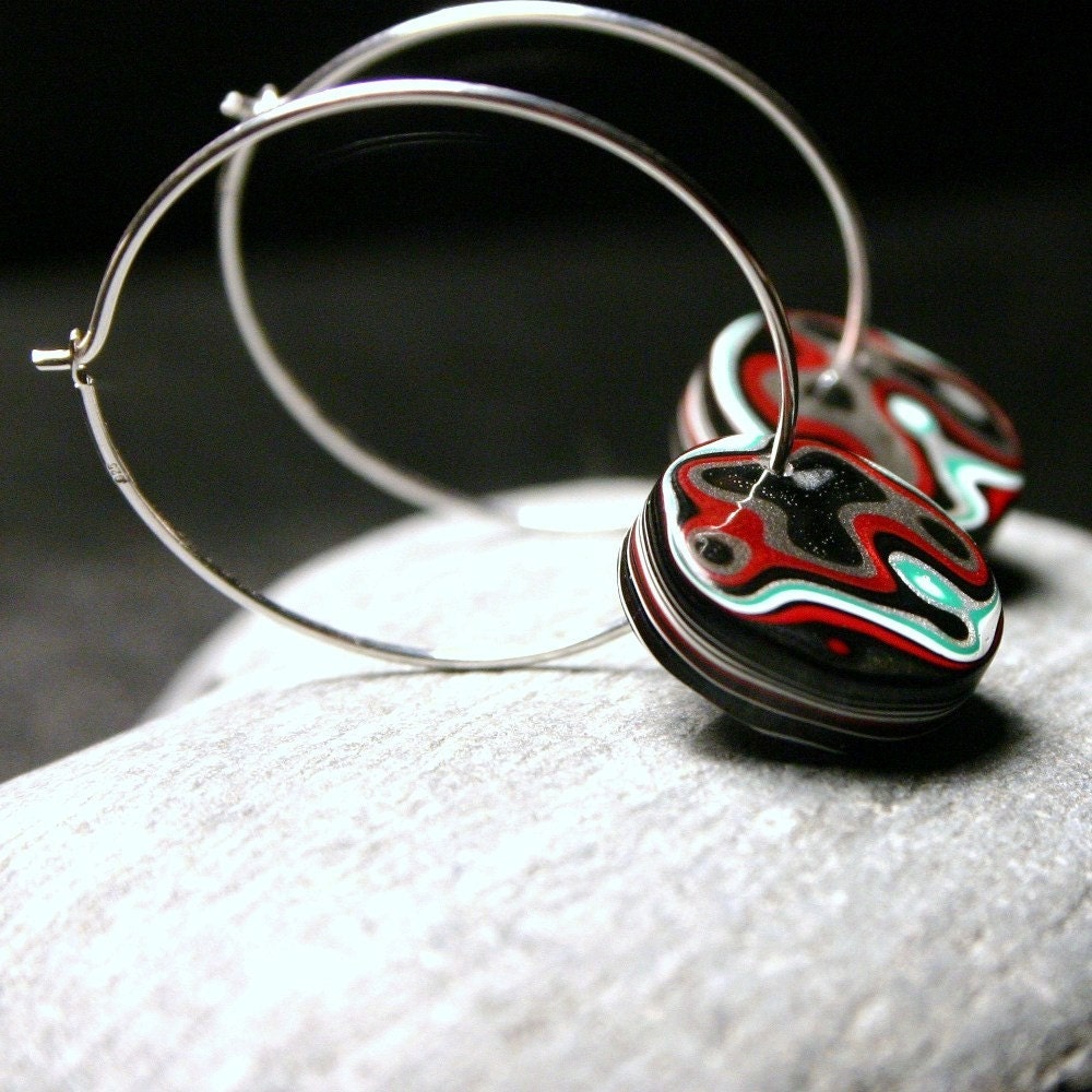 Detroit Fordite Sterling Silver ... Earrings ... Jungleland