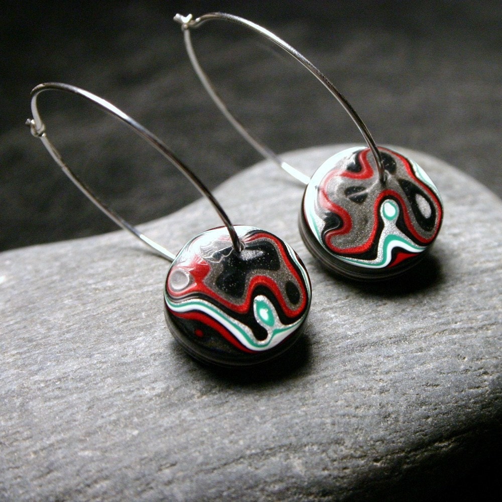 Detroit Fordite Sterling Silver ... Earrings ... Jungleland