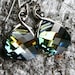Wren ... Golden Green Sahara Flat Briolette on Sterling Silver ... Petite Dangle Earrings