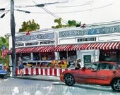Cape Cod ART Watercolor Landscape Painting Wellfleet Market ORIGINAL