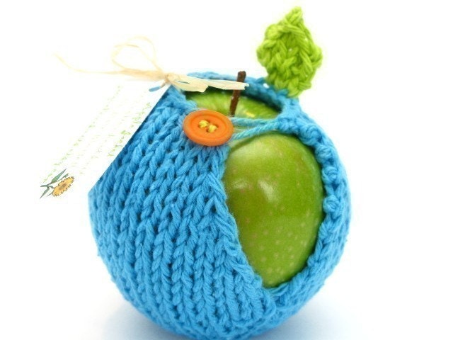 Apple Jacket - Hand Knit Blue\/Orange Button