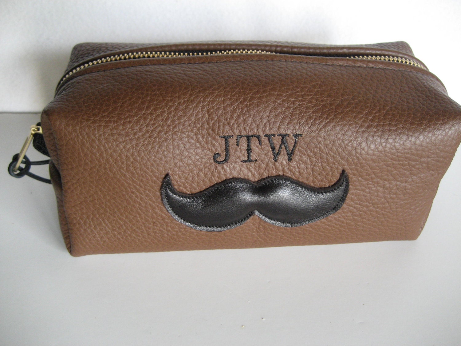 Gift for Grad Personalized Leather Mustache Shaving Bag Gift for Graduate Men Groomsmen Best Man