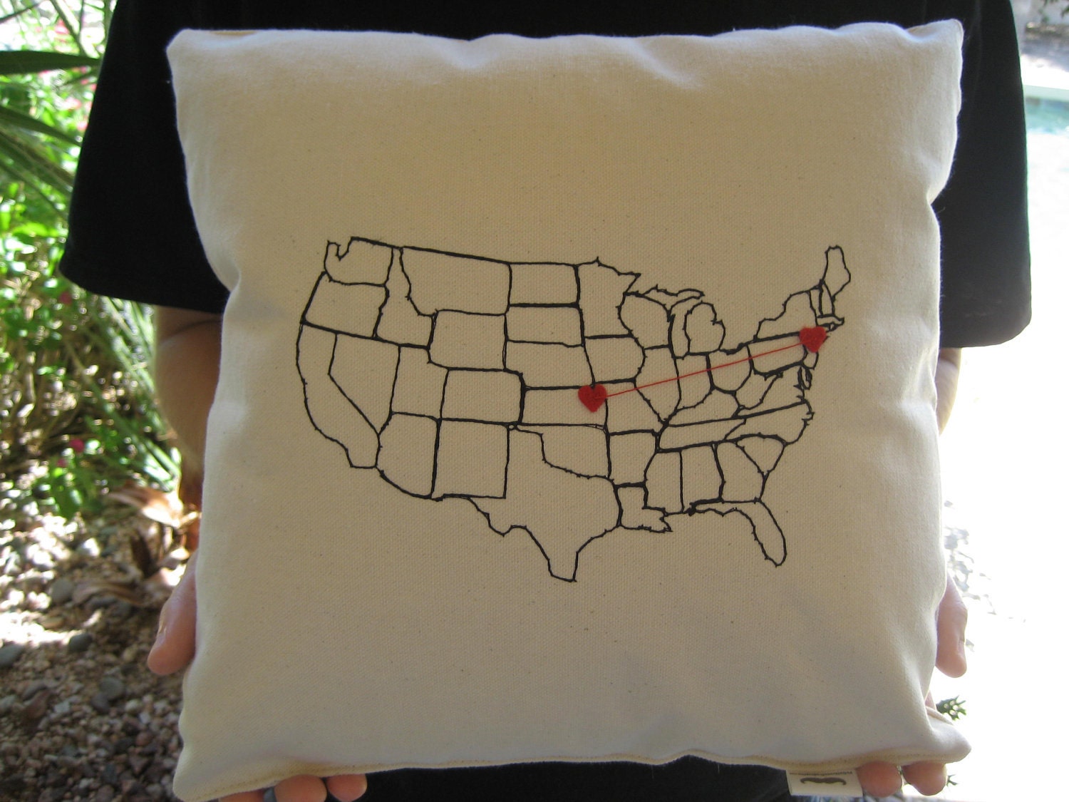 Personalized Mothers Day Gift Heart Strings Map Pillow for Mothers Day Gift