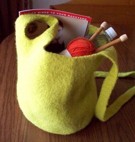 Crochet Pattern Large Crocheted Bag Felted Wool Purse Work or Play Bag PDF Digital Pattern