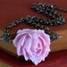 50% off SALE - Rose Necklace, Metal Stamping, Blush Pink Rose, Feminine, Romantic, Valentines day, Gifts for Her