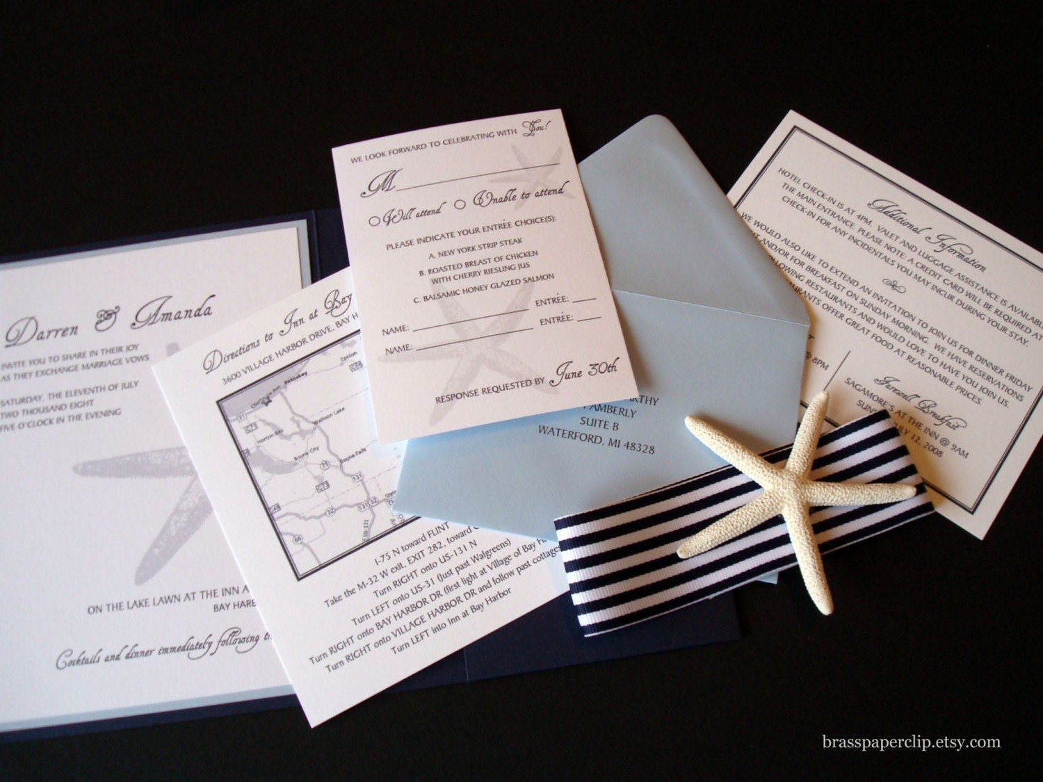 Custom Nautical Wedding Invitations - RESERVED FOR AMANDA