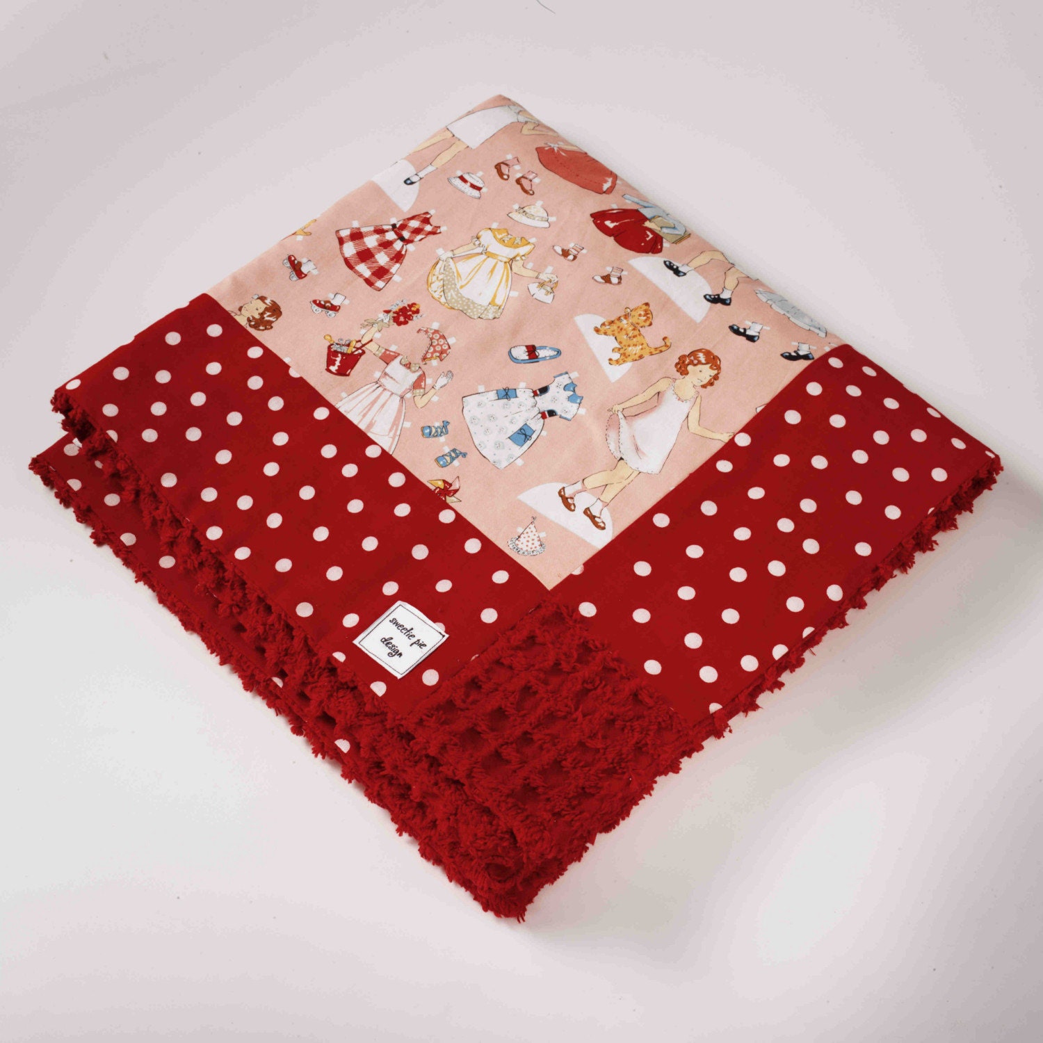 Paper Dolls Polka Dot Baby to Toddler Chenille Stroller Blanket