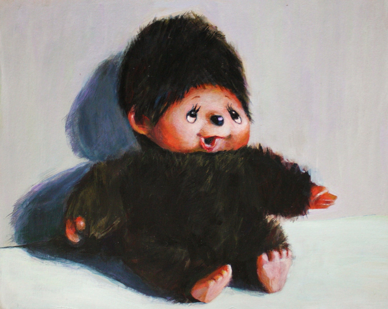Monchichi Toy Monkey Print of Original Painting