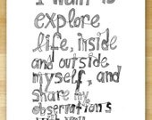 I want to explore life - Medium size Framed Poster