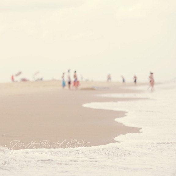 Abstract Impressionism Fine Art Photograph,  Summer Day, Beach, Ocean, Shore, Pastel Tones, Blur Effect, Summertime, Square 8x8 Print