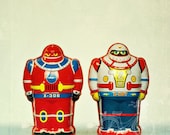 Retro Fine Art Photo, Wind Up Robots, I Am A Robot, Be My Valentine, Boys Room Art, Whimsical, Red, Blue, Vintage Feel, Square 8x8 Print