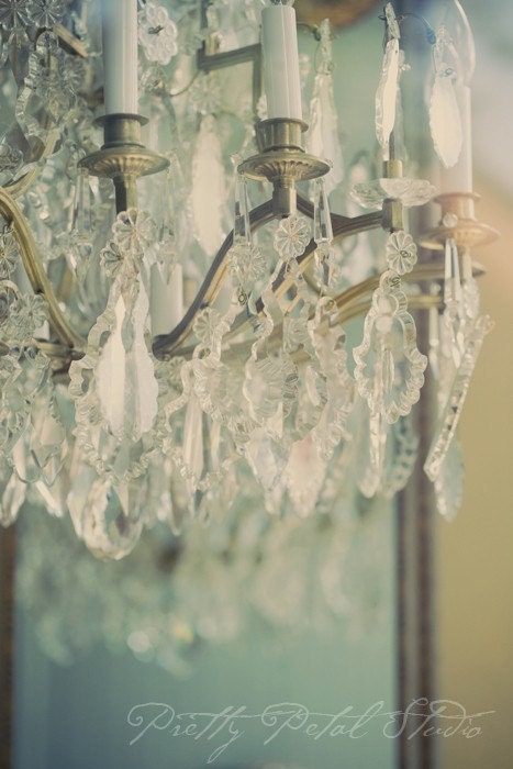 Fine Art Photograph, Romantic Crystal Chandelier, Sparkly, Girly, Feminine Art, Shabby Chic Decor, Soft Tones, 4x6 Print