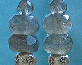 Triple Stacked Labradorite Earrings - Blue