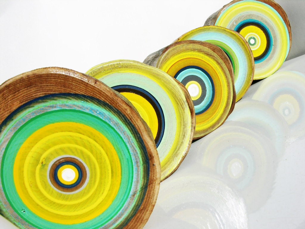 Playful Original Modern Wall Decor for a Kids Bedroom eco friendly painted tree rings
