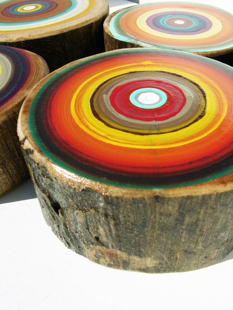 Tree Ring Paintings Fresh and Vibrant for your Rustic or Urban Home