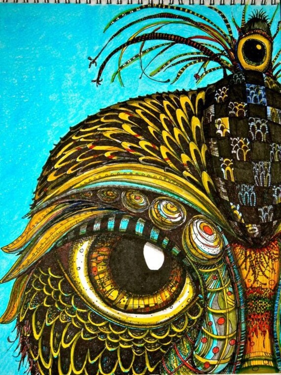 Steampunk Art Prints by Mary Vogel Lozinak Bird Number 9 srajd zentangle zen tangle Standard size for frame
