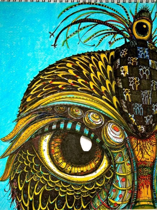 Steampunk Art Prints by Mary Vogel Lozinak Bird Number 9 srajd zentangle zen tangle Standard size for frame