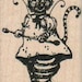 Wood mounted rubber  stamp   Circus cat with crown   zentangle  art stamps original design by Mary Vogel Lozinak no 18603