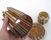 Three Piece Candle Holder Set in Stained Glass and Glass Mosaic
