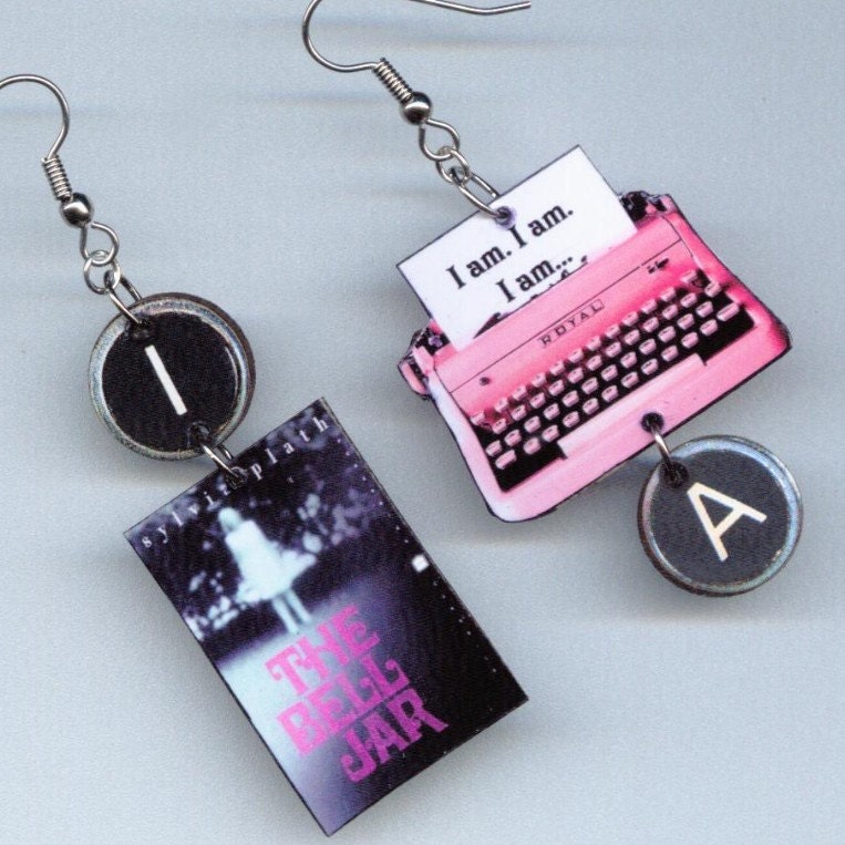 The Bell Jar Earrings Sylvia Plath Vintage Typewriter